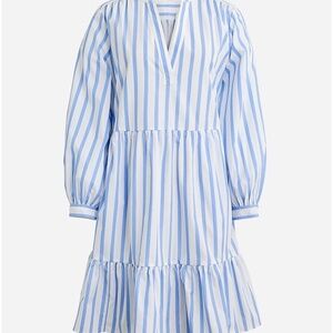J. Crew Tiered Cotton Poplin Mini Dress in Barrie stripe